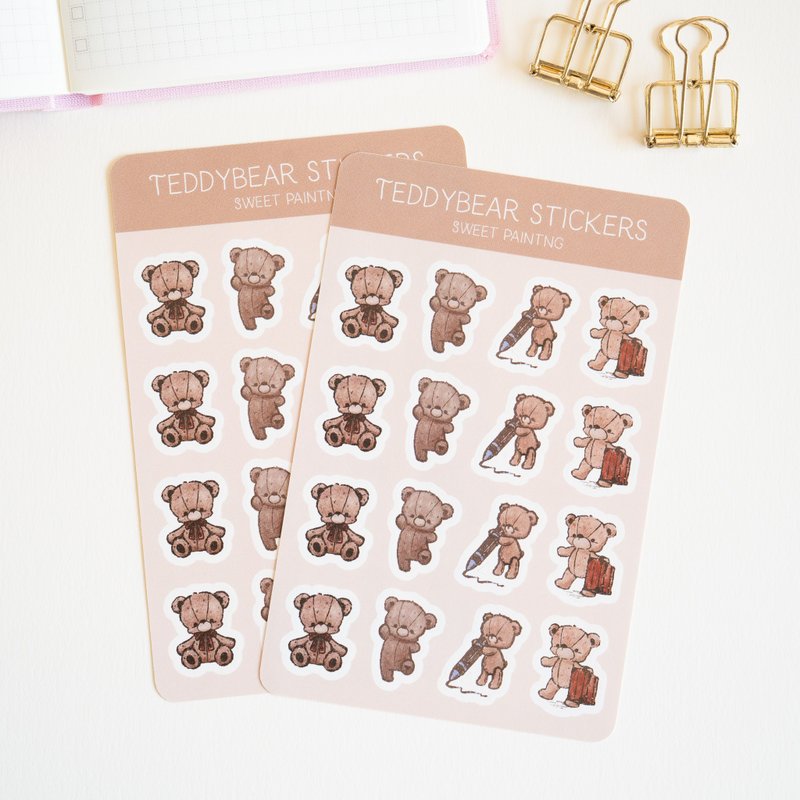 Sticker Sheet – Teddy Bear No.8 - Stickers - Paper Brown