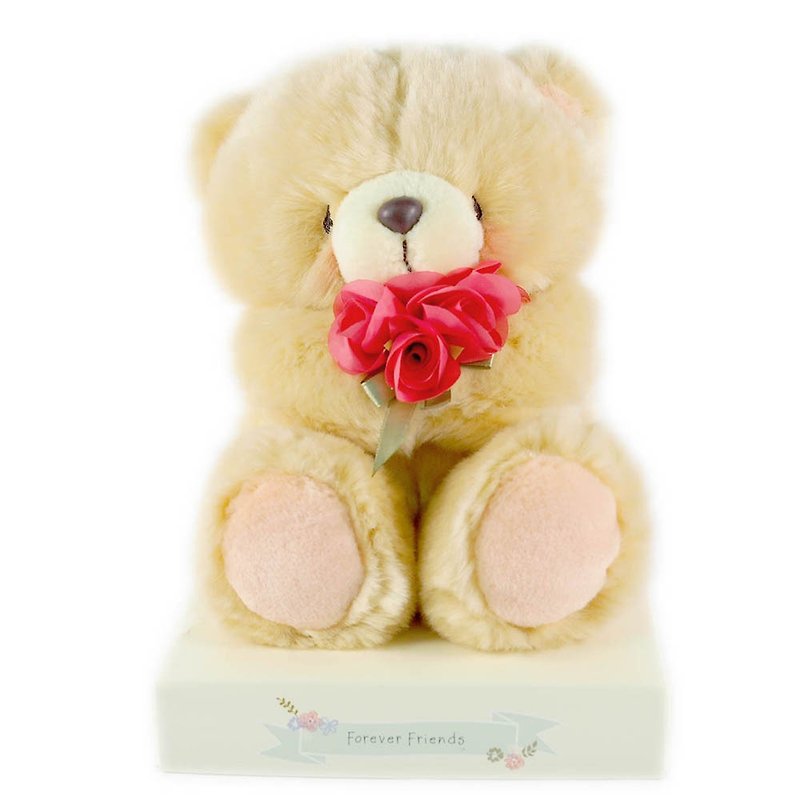 8 inches/red rose bouquet fluffy bear [Hallmark-ForeverFriends Lover Series] - Stuffed Dolls & Figurines - Other Materials Brown