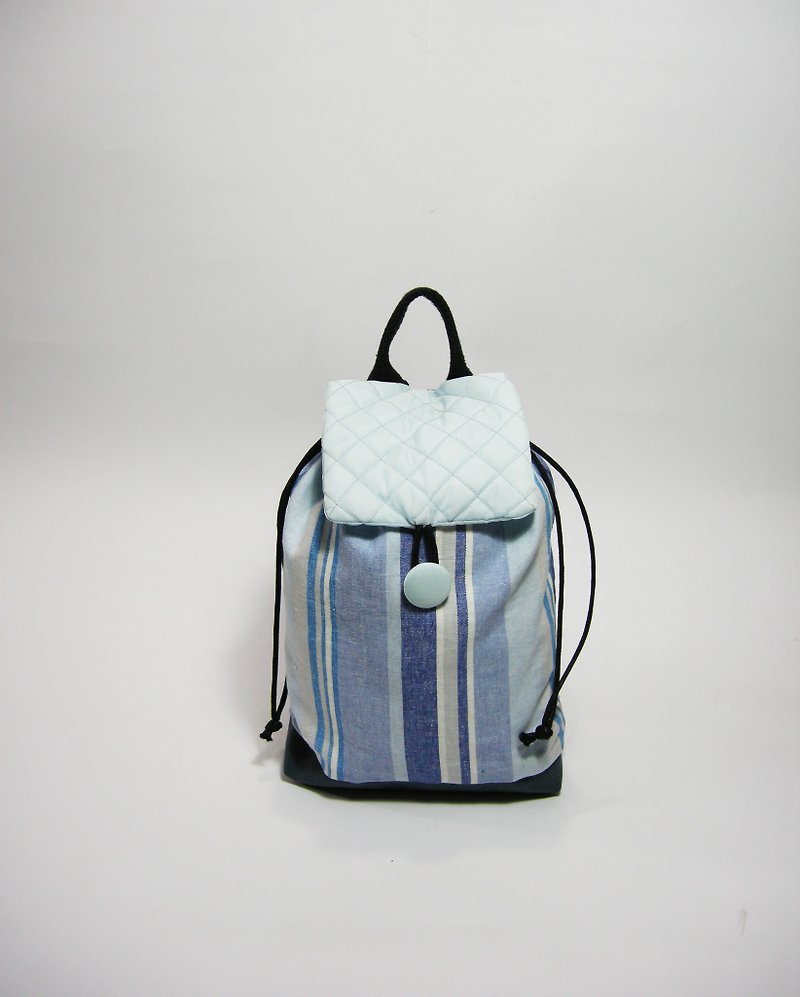 ● small child after the beam port Backpack (scrim) __ as for hand-made backpack after zuo zuo - Drawstring Bags - Cotton & Hemp Blue