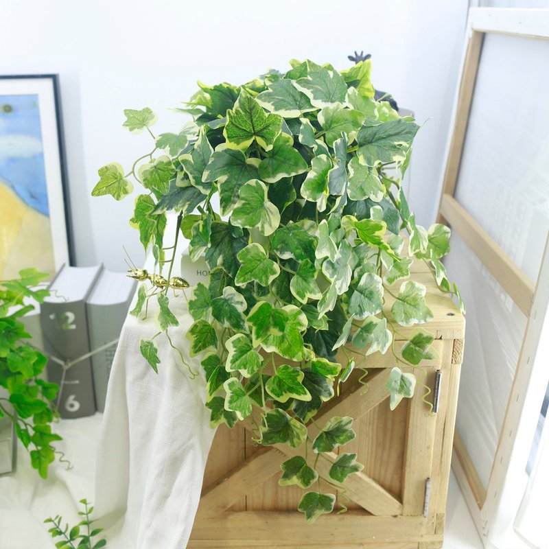 Highly realistic green and white-edged ivy planting/environmental greening/realistic planting/vine plants/home decoration - ตกแต่งต้นไม้ - วัสดุอื่นๆ 