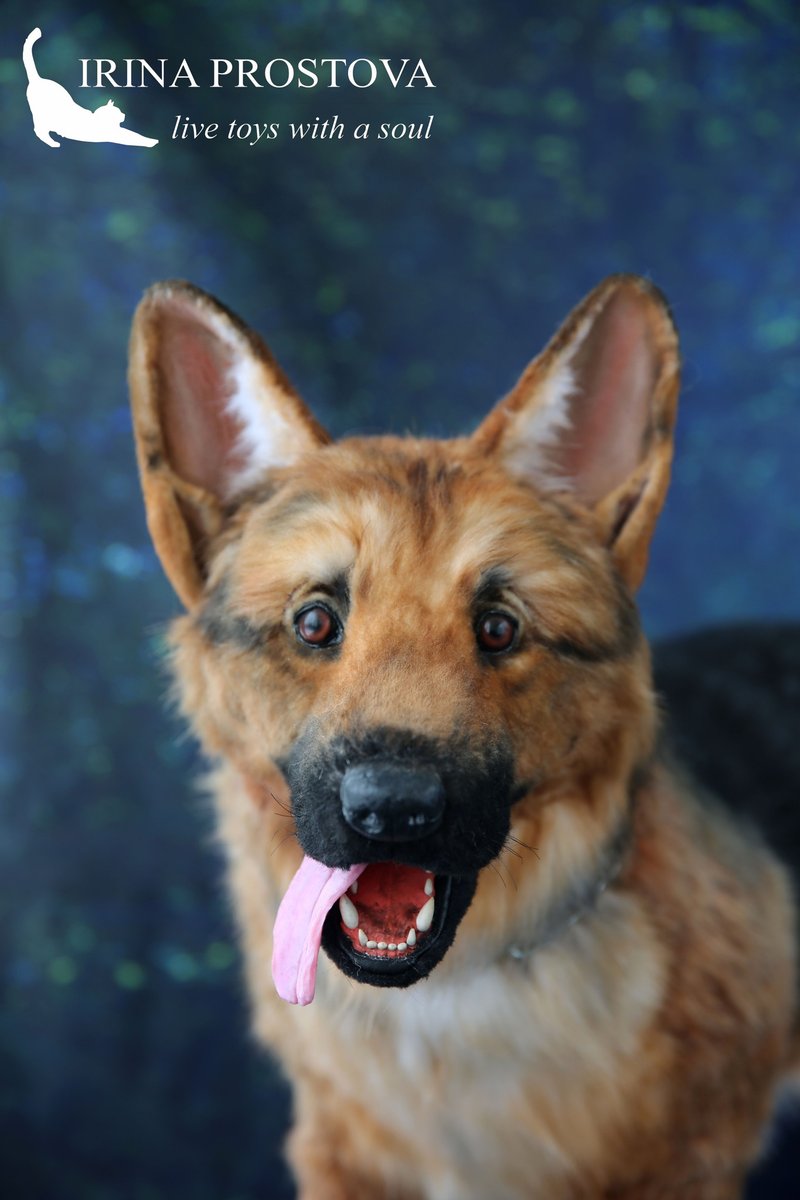 German Shepherd realistic plush toy. Ooak doll. Art doll animalal - ตุ๊กตา - วัสดุอื่นๆ สีนำ้ตาล