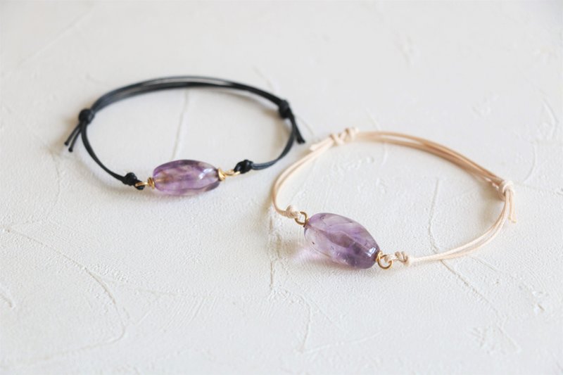 Amethyst bracelet - crystal cord bracelet - สร้อยข้อมือ - เครื่องเพชรพลอย สีม่วง