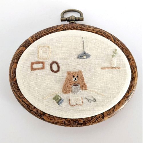//KUKKO//アンティーク風 クマの刺繍ベンチ KUKKO様専用//アンティーク風 クマの刺繍ベンチ