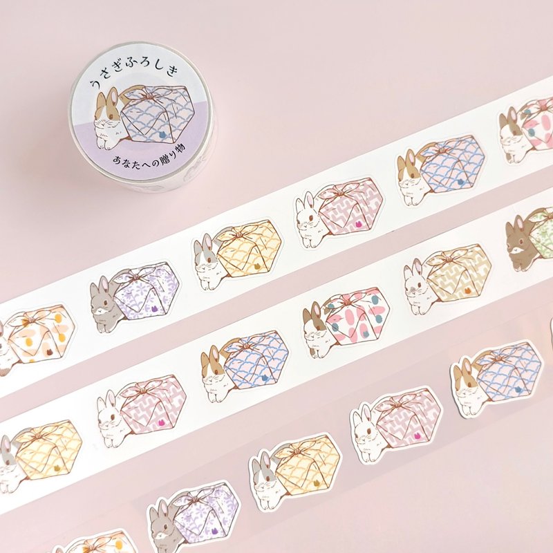 風呂敷兔兔貼紙卷 - 紙膠帶/和紙/PET - 紙 