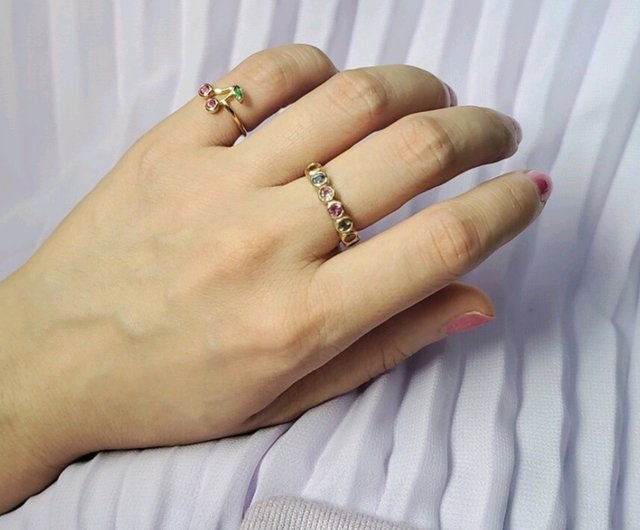 K18 multicolor sapphire rainbow ring - Shop FRANA JEWELRY TOKYO