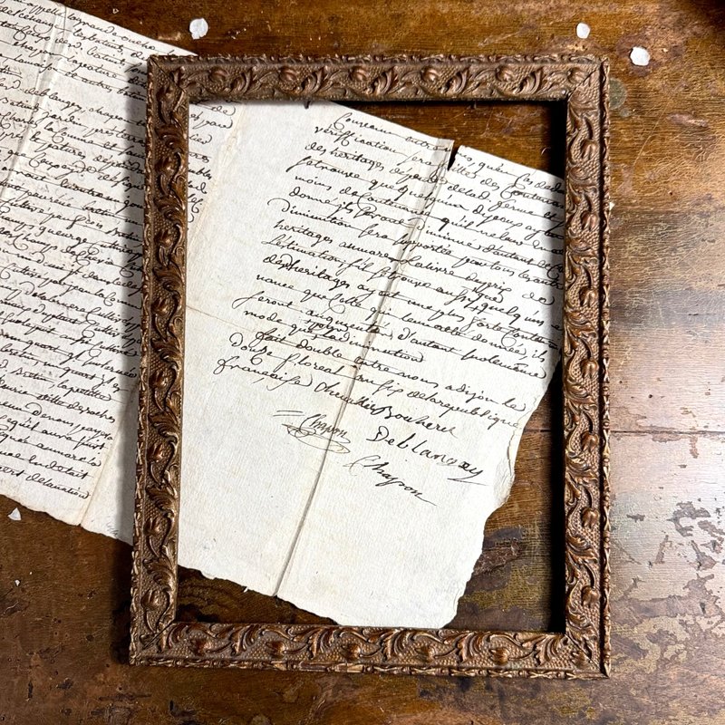 50737-絕美法國古董畫框裸框29x22cm - 壁貼/牆壁裝飾 - 木頭 