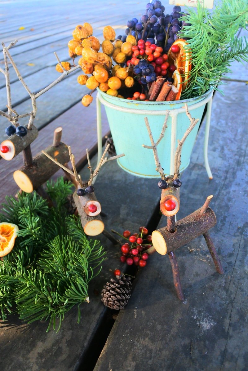 【純手工樟木麋鹿】(迷你款) 耶誕節 聖誕節 交換禮物 麋鹿 - 裝飾/擺設  - 木頭 