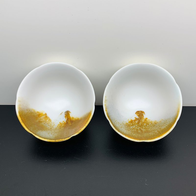 Freehand Ru Kiln Landscape Sunflower Pair Cup / Full Cup 80ml / Qiu Yuning / PA03 - Teapots & Teacups - Porcelain Multicolor