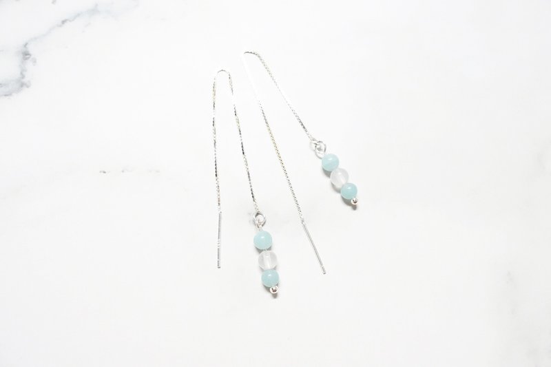 【Sugar Cubes】Natural Stone Sterling Silver Earrings - ต่างหู - เงินแท้ สีใส