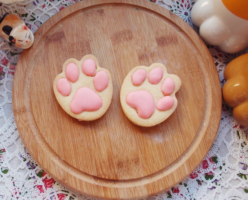 粉色貓咪肉球糖霜餅乾 (20片) - 手工餅乾 - 新鮮食材 