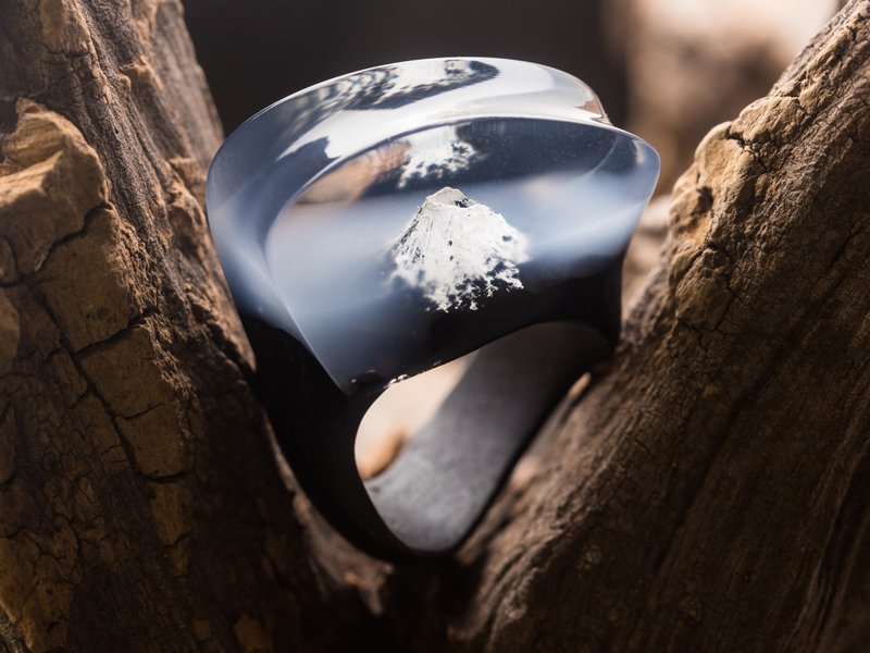 Fuji Japanese Mount || Wood&resin Ring - General Rings - Wood Black