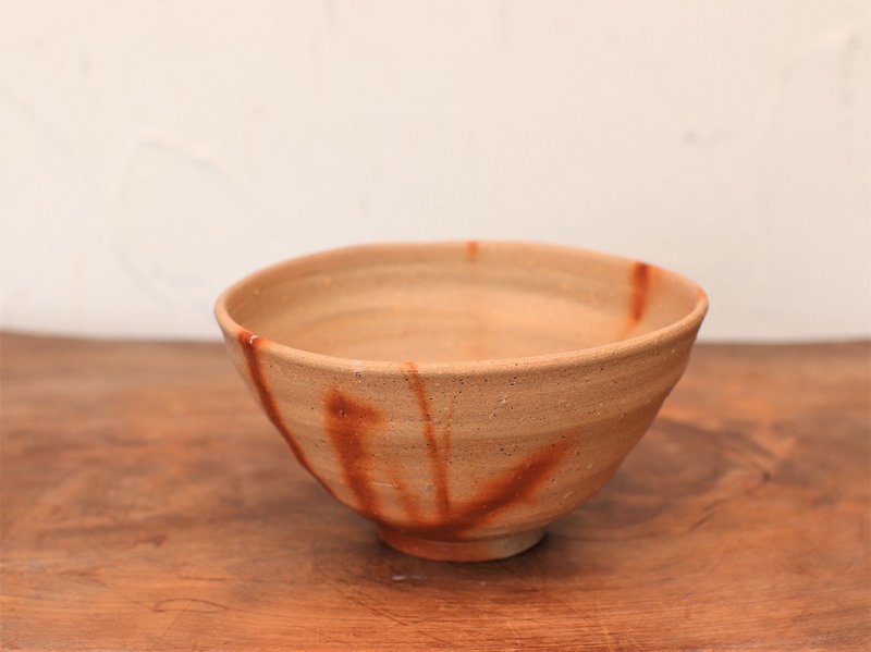 備前焼 飯碗・ひだすき(中)　m2-052 - 碗 - 陶 橘色