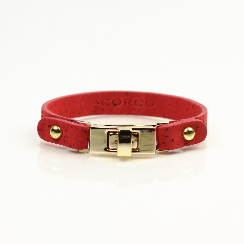 Korea CORCO "Simple buckle bracelet" (classic red) - สร้อยข้อมือ - ไม้ สีแดง