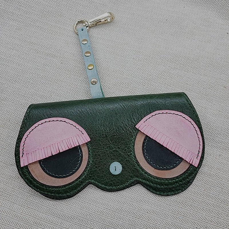 Big eyes girl glasses set - Other - Genuine Leather Green