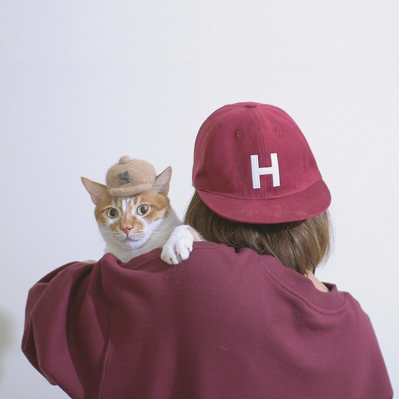 H English Alphabet Retro Baseball Cap-Claret - Hats & Caps - Cotton & Hemp Red