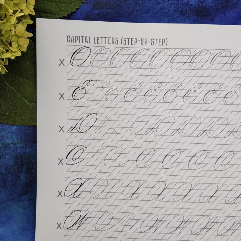 Printable A4 Spencerian Script Capital letters for Beginners 5mm Worksheets - Other Digital Art & Design - Other Materials 