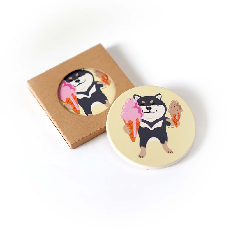 Original design Lovely Shiba Inu Ceramic Coaster - Coasters - Pottery Red