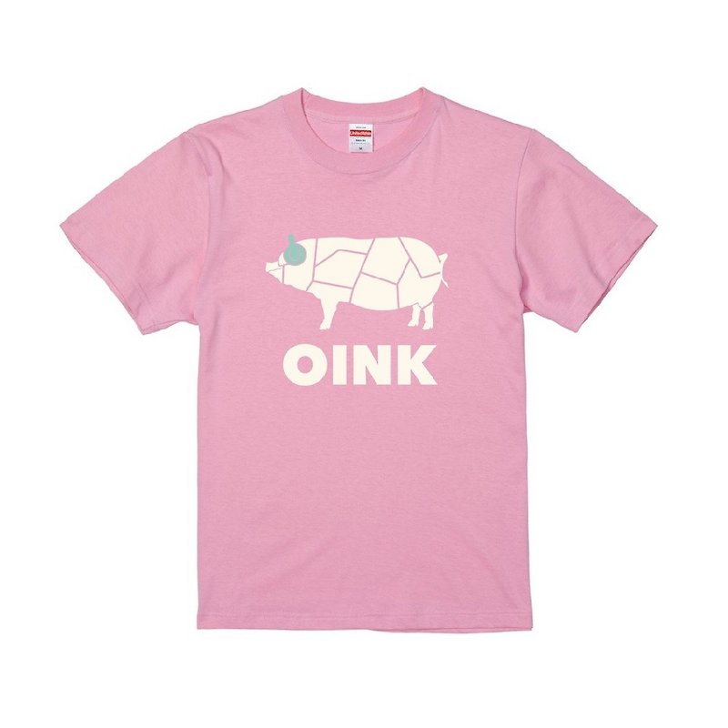 棉．麻 女 T 恤 - OINK T恤 - 棉花糖粉