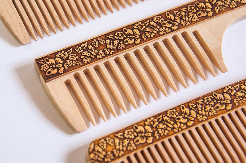 Handmade Anti-Static Wooden Comb SPA Realaxation - 化妝掃/鏡子/梳子 - 木頭 咖啡色