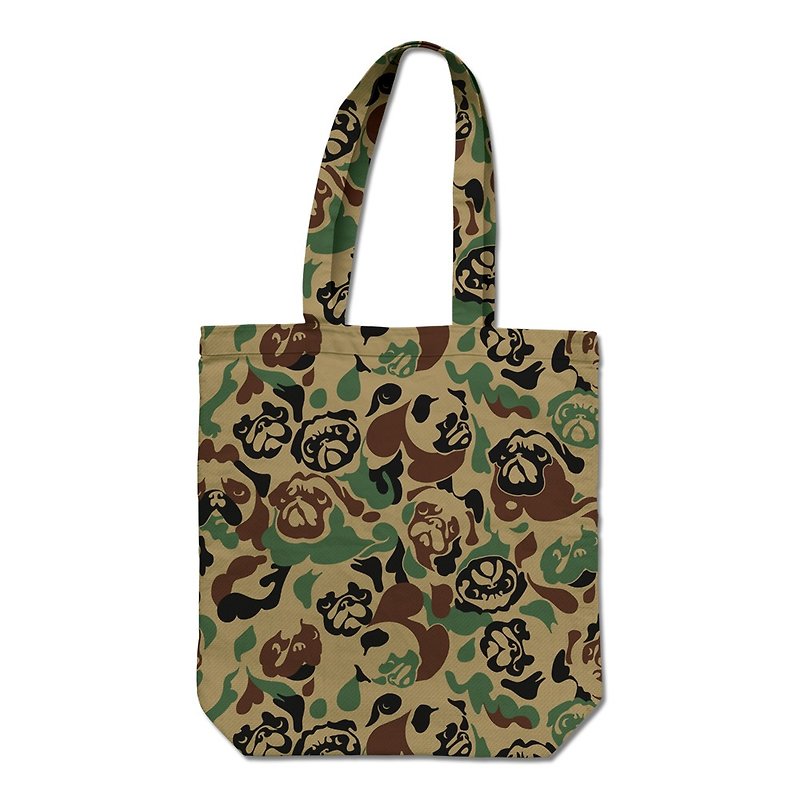 PUG Life • Pug Camouflage • Tote Bag - Handbags & Totes - Cotton & Hemp Multicolor
