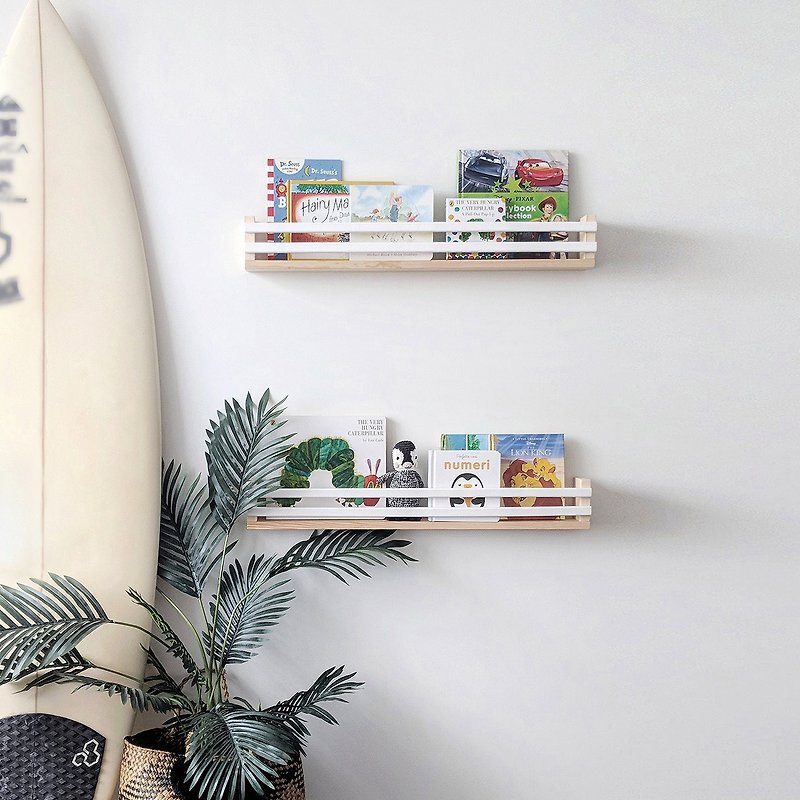One Wall Mounted Children's Room Bookshelf Natural Wood Floating Shelf - เฟอร์นิเจอร์เด็ก - ไม้ 