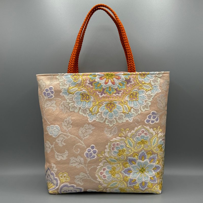 Kimono Obijime Remake Tote bag - กระเป๋าถือ - ผ้าไหม สึชมพู