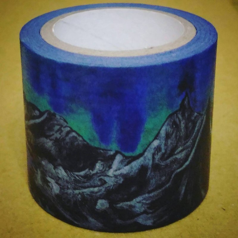 青綠極光山水 (山水長卷和紙膠帶 40 mm) - 紙膠帶 - 紙 藍色