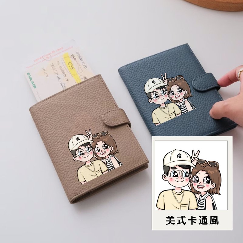 Printable customized passport cover genuine leather RFID wallet American cartoon style - Wallets - Genuine Leather Transparent