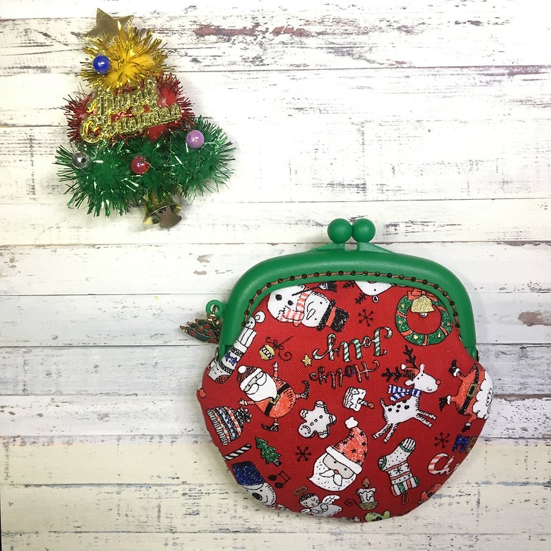 Hohoho! red christmas uncle gold coin purse - Coin Purses - Cotton & Hemp Red