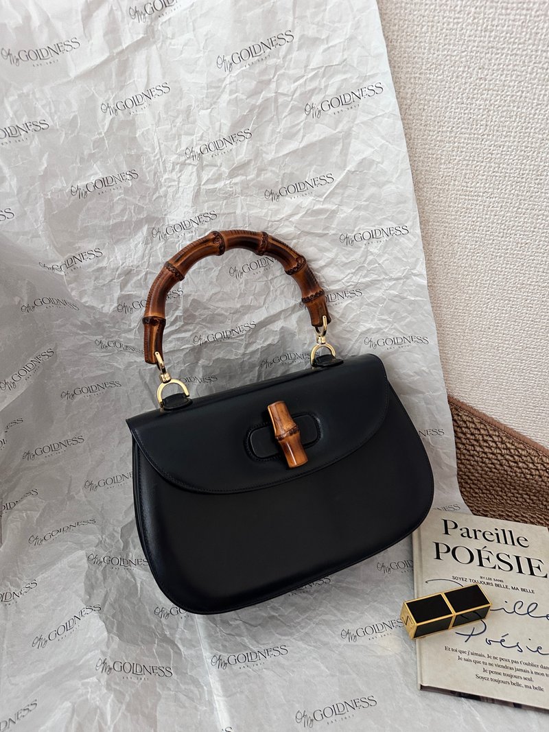 中古包 Gucci 古馳 竹節手柄 Box 皮手袋 - 手提包/手提袋 - 真皮 黑色