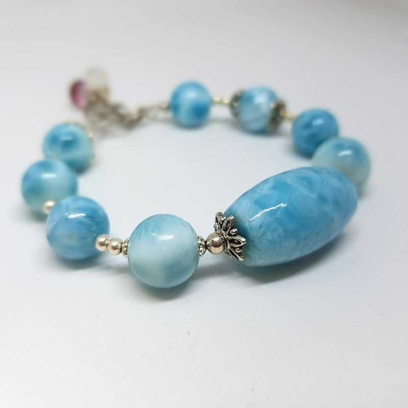 Crystal girl world - [Ocean Star] - Larima hand made natural crystal bracelet - สร้อยข้อมือ - เครื่องเพชรพลอย สีน้ำเงิน