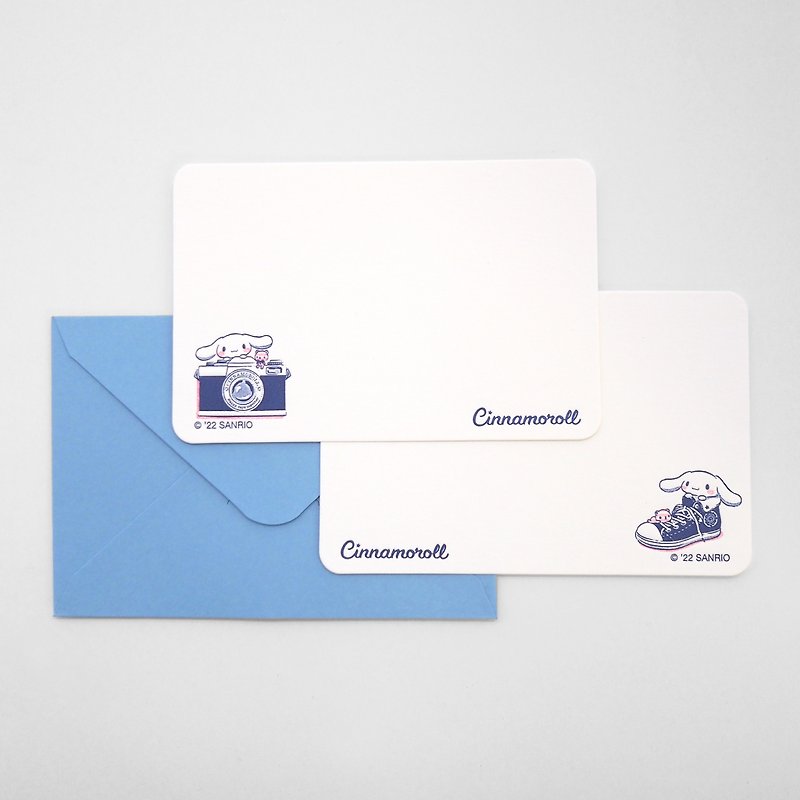 Sanrio letterpress mini card -  Cinnamoroll - set B - การ์ด/โปสการ์ด - กระดาษ สีน้ำเงิน