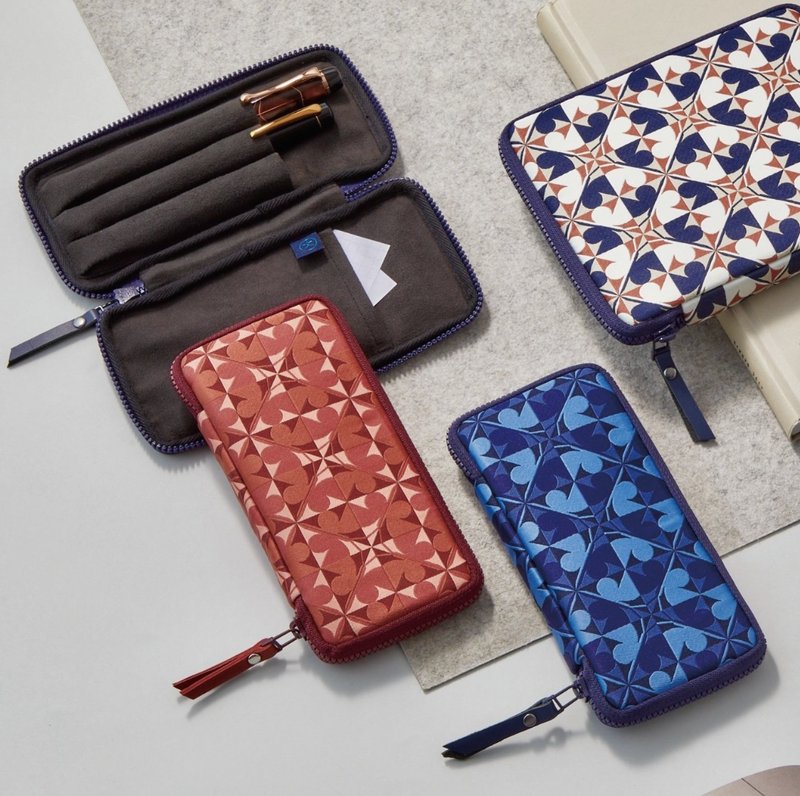 Archeology Zippered 3 Slots Pen case - กล่องดินสอ/ถุงดินสอ - เส้นใยสังเคราะห์ สีน้ำเงิน