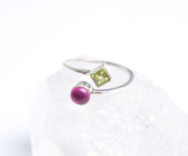 【良好品】 ペリドットとルビーのシルバーリング Silver925 - ショップ アクセサリー