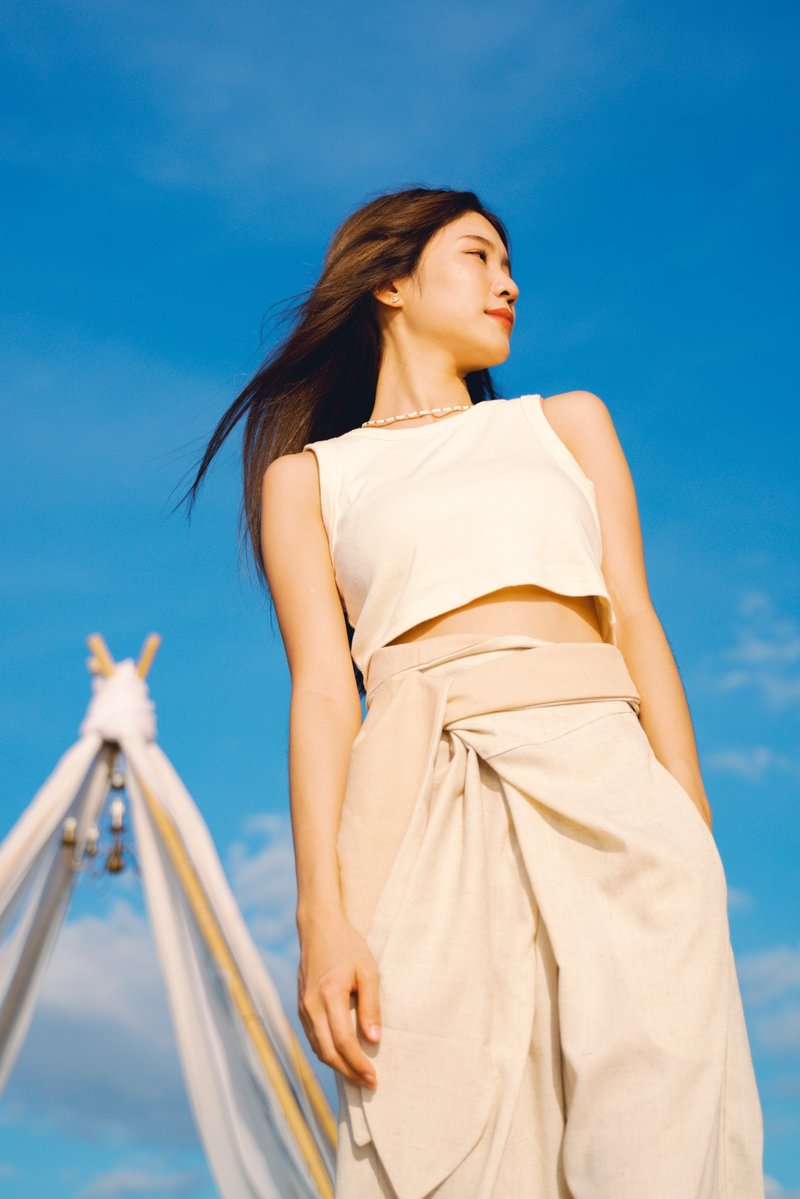 Twisted Lay Pants - Seamuses x MAILLOT Project - 女長褲 - 亞麻 多色