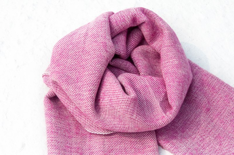 羊毛披巾/針織圍巾/針織披巾/蓋毯/純羊毛圍巾/羊毛披巾-香檳葡萄 - 圍巾/披肩 - 羊毛 紫色