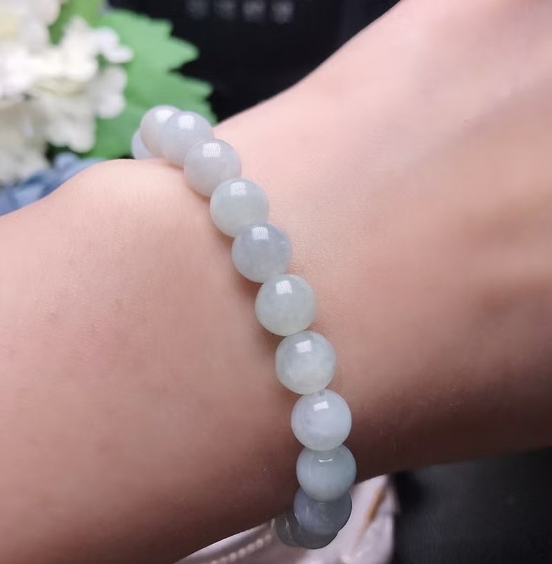 [Good Luck] Ice Light Green Jade Hand Beads | Natural Burmese Jade A Grade Jade | Gift - สร้อยข้อมือ - หยก สีเขียว