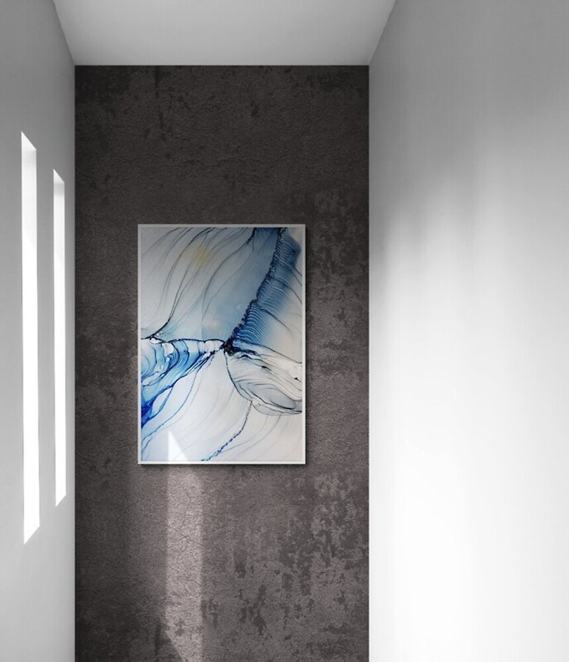 Peony Studio Texture Hanging Painting - Alcohol Ink Reproduction Painting - Light Blue Smudge 2 - Posters - Other Materials 