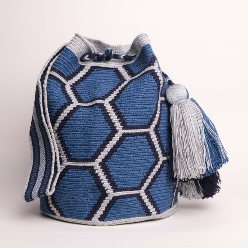 Wayúu Bag - Burbuja - Colombia - Handbags & Totes - Cotton & Hemp Blue