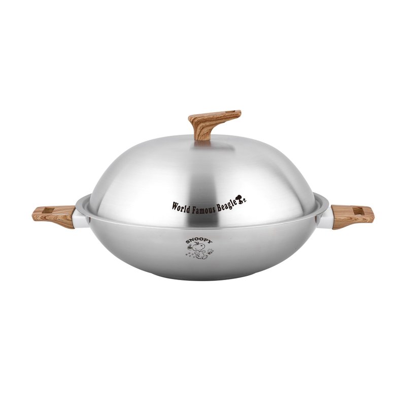 PEANUTS authorized 32cm stainless steel wok - SNOOPY - เครื่องครัว - โลหะ สีเทา