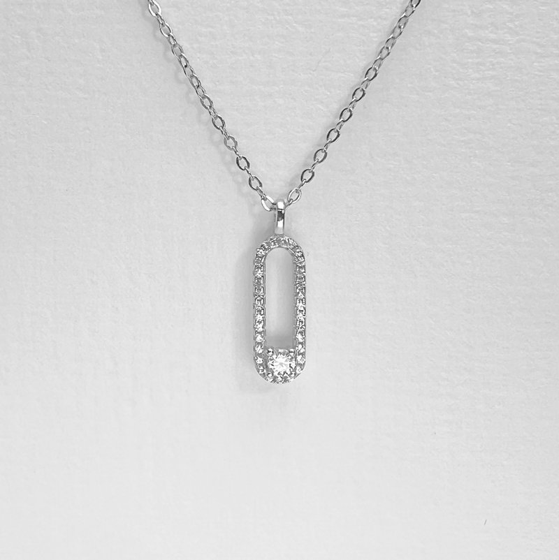 FREYA full diamond paperclip necklace - Necklaces - Sterling Silver 