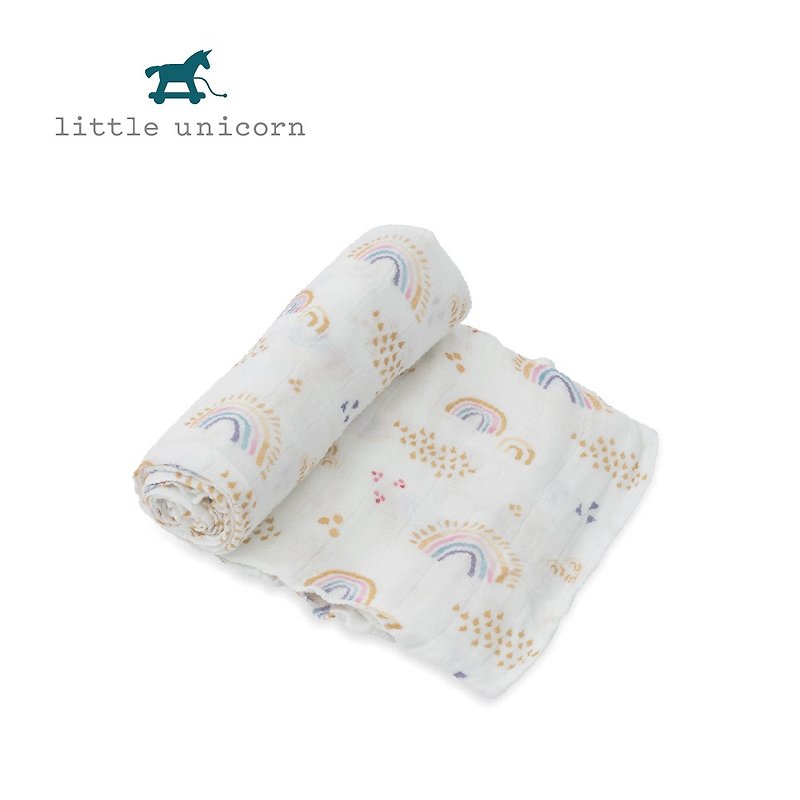 Little Unicorn Bamboo Fiber Gauze Towel Single Pack Rainbow Raindrops - อื่นๆ - ไฟเบอร์อื่นๆ ขาว