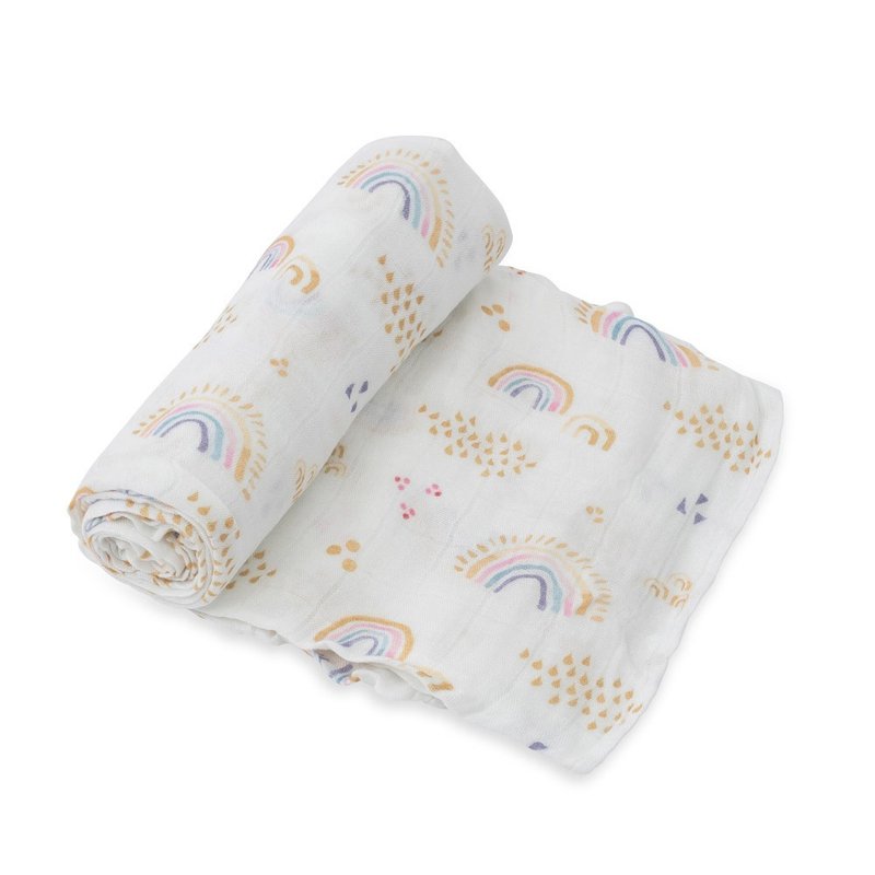 Little Unicorn 竹纖維紗布巾單入組 彩虹雨點 - 其他 - 其他人造纖維 白色