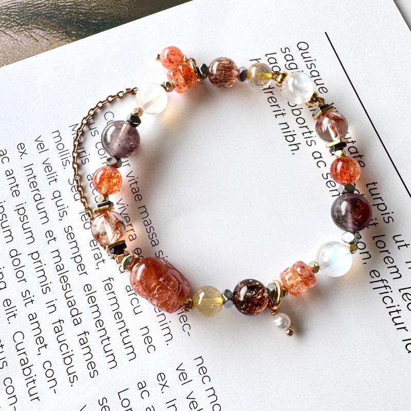 辦公室必備防小人迎貴人神器 金太陽 荊棘玫瑰 膠花閃靈 - 手鍊/手環 - 水晶 