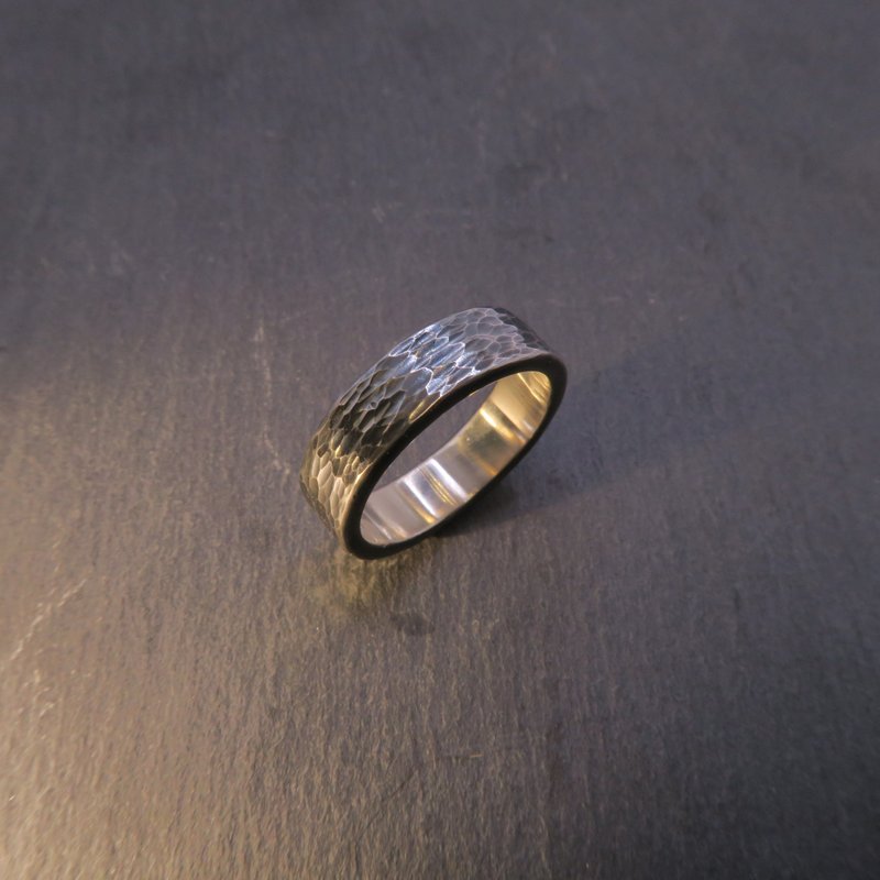 Dune (Black) Sterling Silver Forged Ring - Width 6.5mm - Ring circumference can be modified once for free - General Rings - Other Metals Black