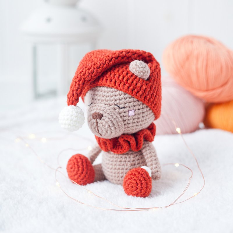 Crochet Pattern Sleeping Bear in Hat Amigurumi Toy - Digital Item - 手工藝教學/工具書 - 其他材質 