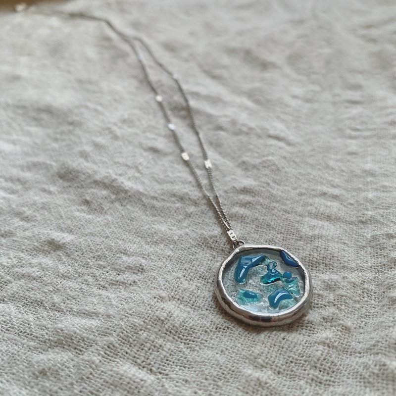 Kiln Fired X Inlaid Glass Necklace - Necklaces - Glass Transparent