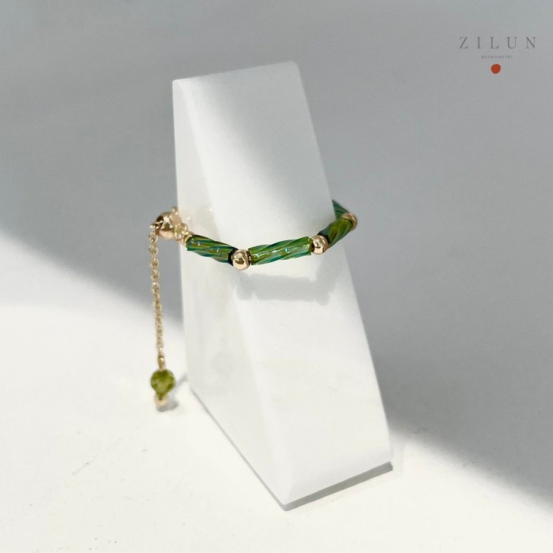 │Light Luxury│French Thread• Olive Green• Adjustable Chain Ring• Ring• 14K Gold Betting - General Rings - Copper & Brass 