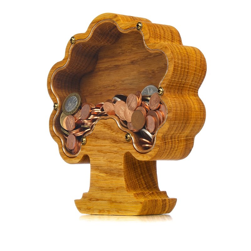 Wooden bonsai tree money box frame Piggy bank for adult boy girl kid Wood - Coin Banks - Wood 