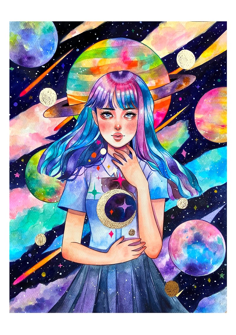 You're your own Universe • A3 WATERCOLOR PRINT - Posters - Paper Multicolor